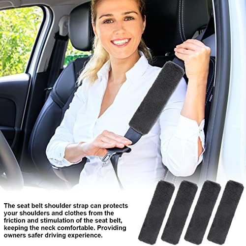 XAVSWRDE 4 PCS Car Seat Belt Pad Cover Car Safety Seat Belt Strap Shoulder Faux Rex Rabbit Fur Seatbelt Protector Cushion Soft Comfort Harness Pads for Adults Children, Protect Neck and Shoulder, Gray
