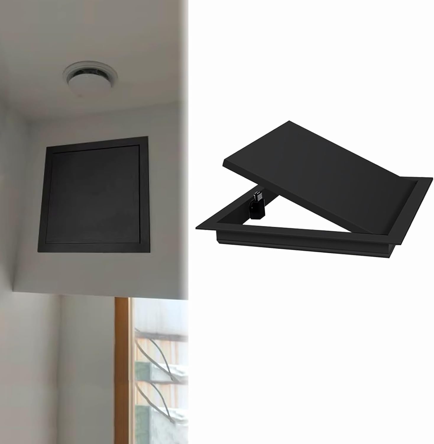 VUIKLCty Black Concealed Access Panel Aluminium-framed Ceiling Cover(25x25cm(10x10in))