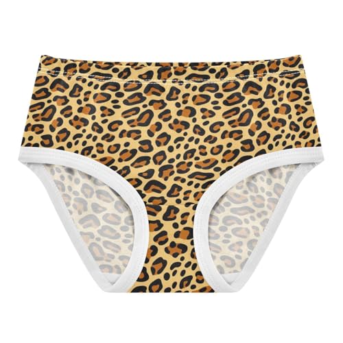Joisal Toddler Girls Underwear 2t Cotton Little Girl Panties Fun Print Kids Briefs Undies Cartoon Leopard Print Tan
