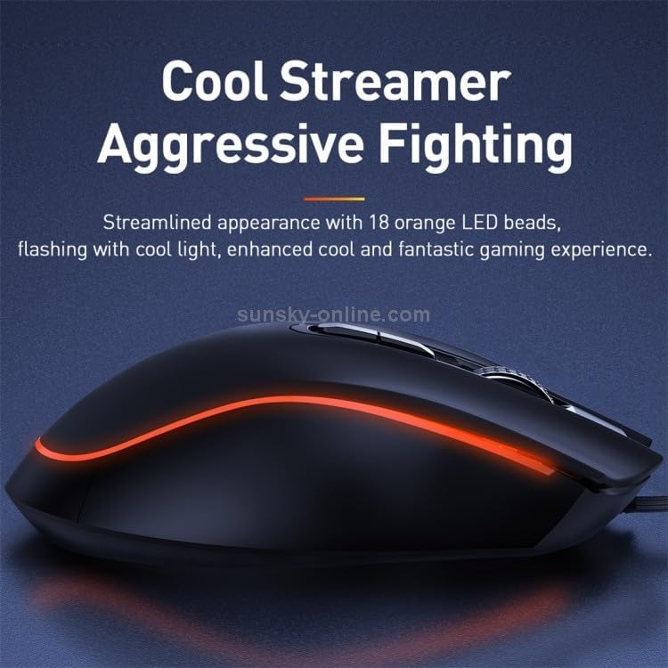 Baseus Gamo Gaming Mouse with orange LED lighting