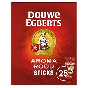 Douwe Egberts Oploskoffie Sticks Aroma Rood, (150 Sticks, Intensiteit 05/09, Medium Roast Instant Koffie), 6 x 25 Zakjes