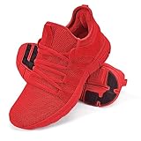 INZCOU Running Walking Shoes Lightweight Tennis Shoes Non Slip Gym Workout Shoes Breathable Mesh Walking Sneakers Red 9women / 8men