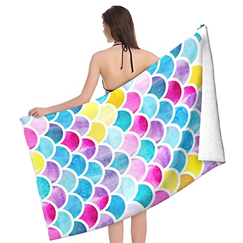 Jasmoder Mermaid Scale Beach Towel Blanket Quick Dry Large Bath Towel Beach Swimming Pool Bath Shower Towel Oversized For Travel Camping 32"*51" #TOP1