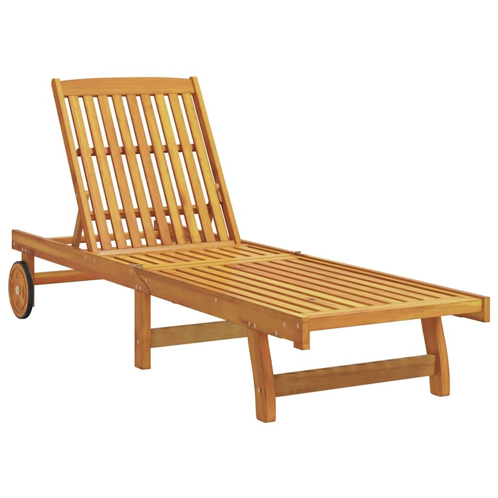 Lettini Prendisole con Tavolino 2pz in Legno Massello di Acacia per Giardino, Piscina e Terrazza, Solarium Relax con Cuscino Imbottito, Letto da Sole Pieghevole Regolabile agli Agenti Atmosferici