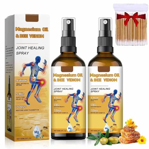 2 piezas Spray de magnesio para las articulaciones, spray para las articulaciones con aceite de magnesio y veneno de abeja,Spray calmante para articulaciones y huesos
