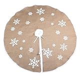 AerWo Burlap Snowflake Christmas Tree Skirt Ornament 48inch Diameter Christmas Decoration New Year Party Supply