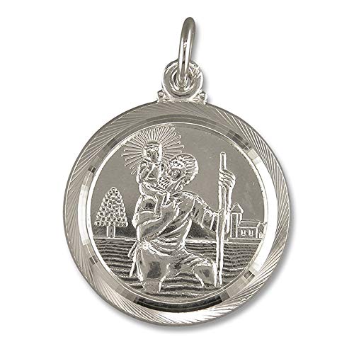 Pendentif Saint Christophe en argent sterling massif aux finitions joaillerie