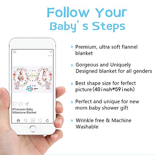 Twin Elephant Milestone Blanket Soft Premium Flannel Fleece Baby Monthly Milestone Blanket Personalized Photography Background Blankets Unisex Twin Gifts #TOP4