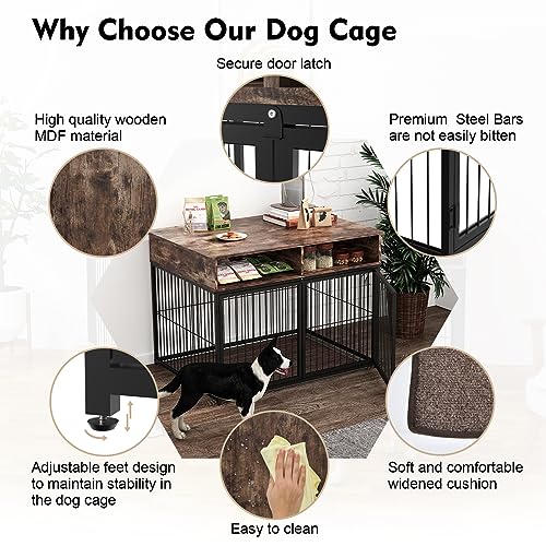 Bukfendogcratefurniturewithcushionwoodendogcratewithdoubledoorsdogkennelindoorendtabledogcagehouse  Urban Country Home Decor Bukfen dog crate furniture with cushionwooden dog crate with double doorsdog kennel indoorend table dog cage house  urban country home decor