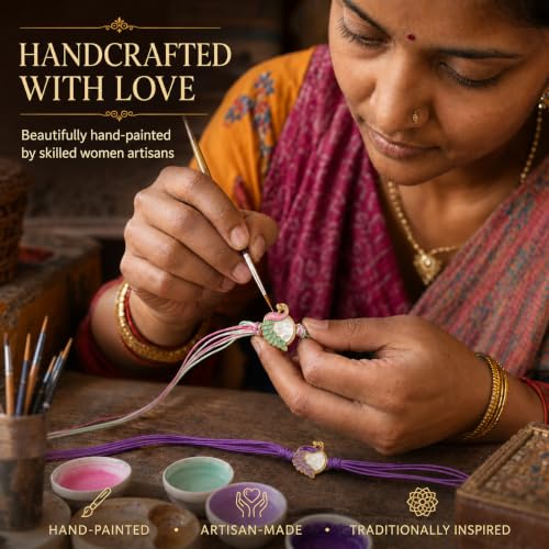 Image of FINEMOE Handmade Peacock Rakhi Set for Brother, Stylish Modern Pair