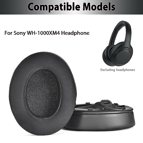 Image of Adhiper XM4 Replacement Ear Pads for Sony WH-1000XM4 (WH1000XM4) Noise Canceling Headphones, Upgraded Cooling Gel Earpads Cushions with Noise Isolation Memory Foam & Softer Protein Leather (Black)