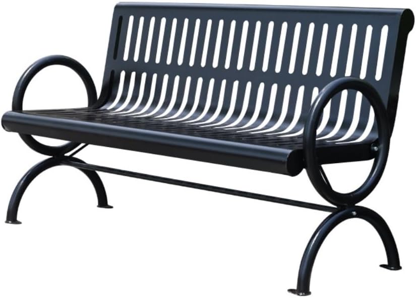 Patio Benches for Outdoors Outdoor Iron Park Chair Double Black Metal Bench Backrest Community Square Welded Seat Garden Benches for Outdoors