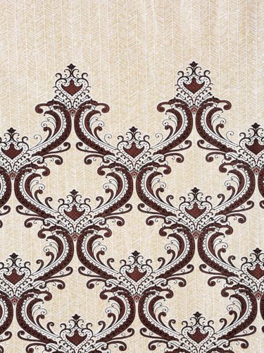 Image of Home Sizzler 1 Piece Regal Damask Eyelet Polyester Semi Transparent Door Curtains-7 Feet, Dark Brown