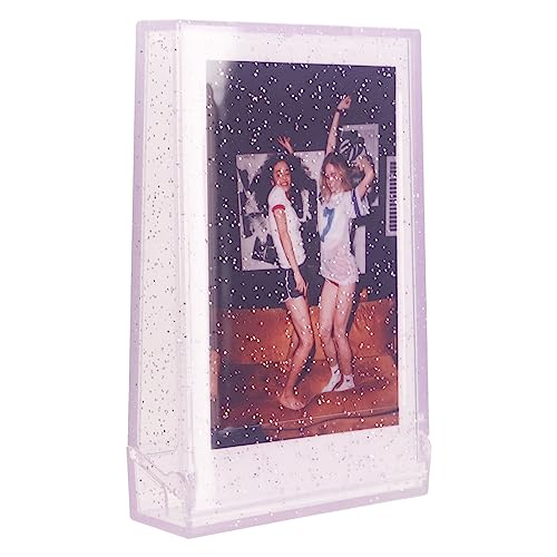 GOWENIC Phot Storage Box, PC Material Crystal Texture for Holding 3 Inch Instant Camera Photos, Perfect for Weddings, Baby Photos, and More (Transparent Glitter)