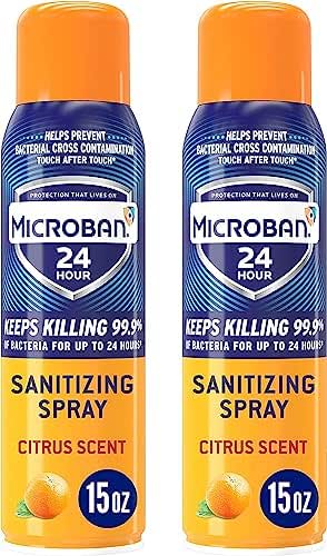 MICROBAN Disinfectant Spray, 24 Hour Sanitizing and Antibacterial Sanitizing Spray,