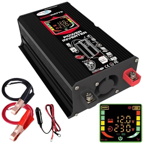 Inversor de corriente para coche 4000W 12V a 220V transformador con doble puerto USB color negro