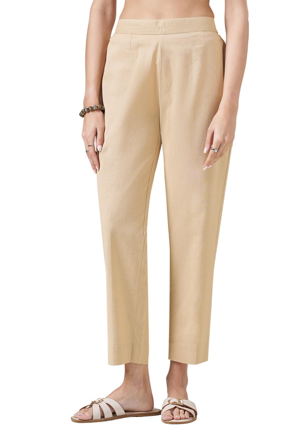 rangmanch by pantaloons Women's Cotton Linen Bottoms | Slim Tapered Fit | Mid Rise Waist | Ankle Length-picture-14