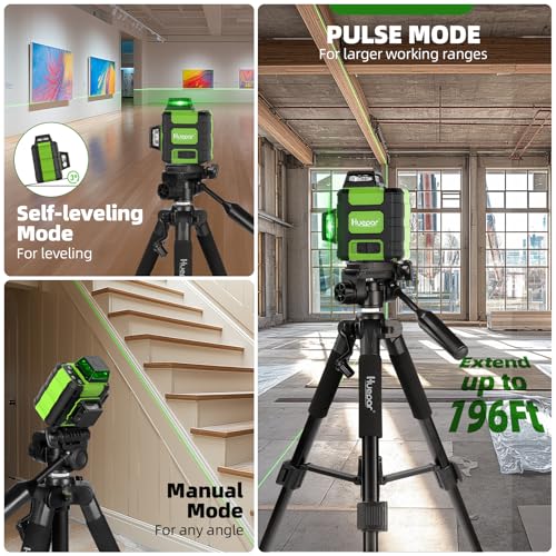 image for Huepar Laser Level 360° with Tall Tripod, Self Leveling Rechargeable 