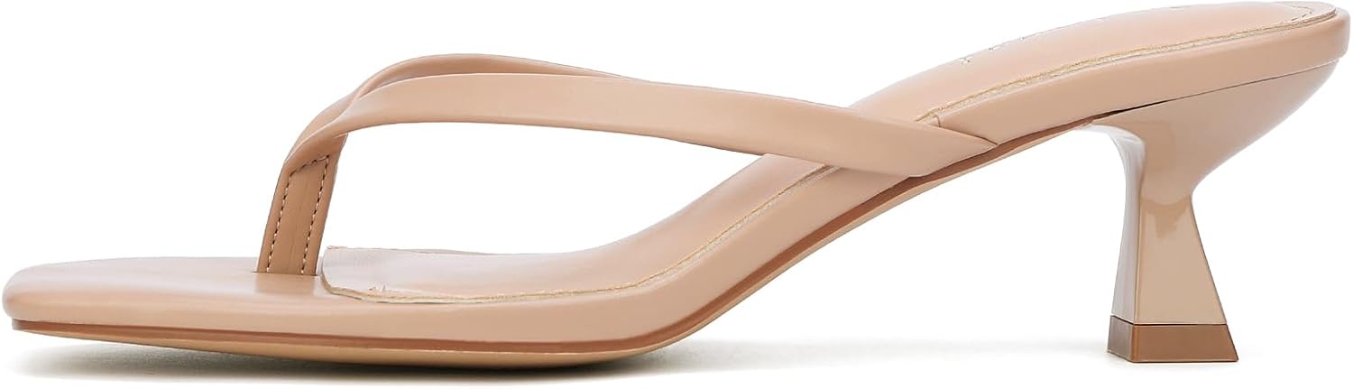 Kitten Flip Flop Thong Low Heels for Women Square Open Toe Slip On Heeled Sandals - Image 3