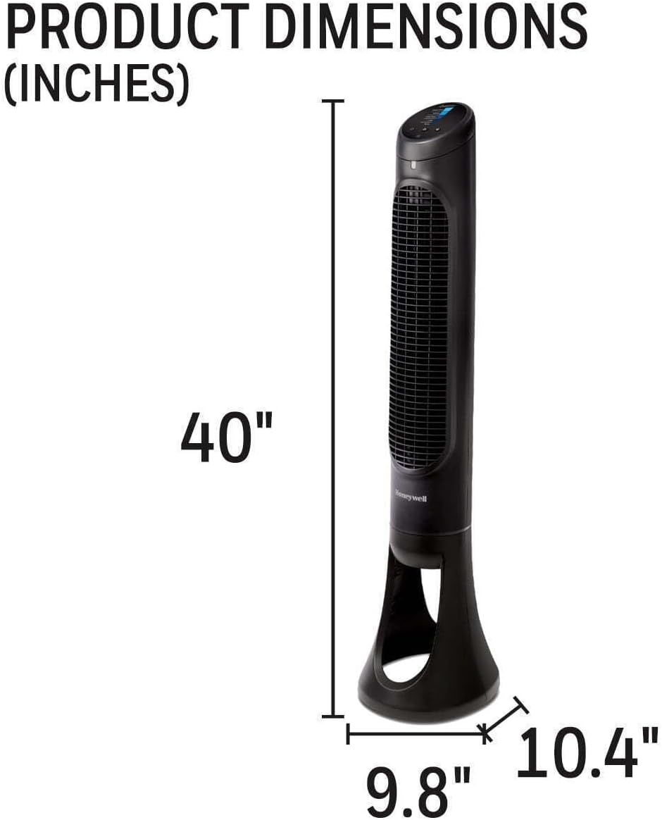 HONEYW HYF260BV2 QuietSet Oscillating Electric Tower Stand Fan (Black) (Renewed)