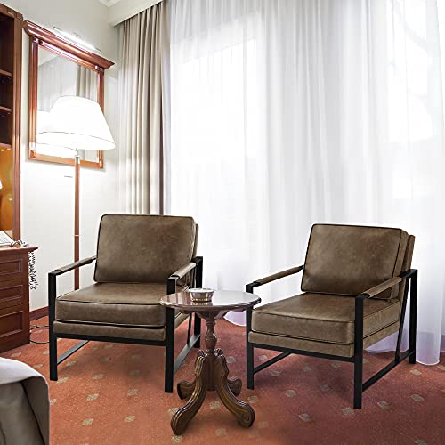 Yaheetech Pu Leather Armchairs, Retro Leisure Accent Chair With Extra Soft Padded And Cushion, 105 Degree Slant Back, Modern Reading Arm Chair For Living Room/Office/Bedroom/Study, 2Pcs, Brown #TOP7