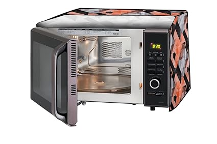Stylista Microwave Oven Cover for Kenstar 17 L Grill KM20GSCN, Chekered Pattern Orange