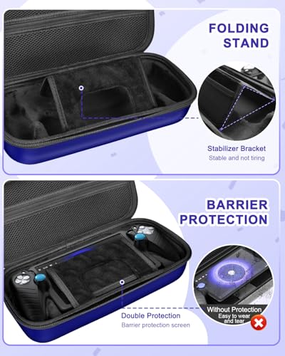 Image of FYOUNG Accessories Kit for PlayStation Portal, Carrying Case Bundle and Magnetic Portable Charger for PS5 Portal with Protective Case, 2 Screen Protectors, Wired Headphone, 8 Thumb Grips (Blue)