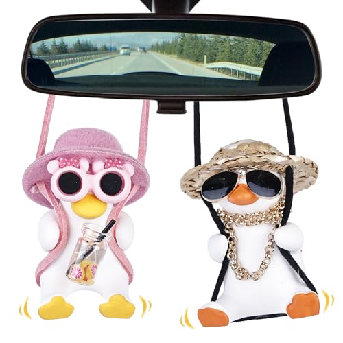 HOMURY 2 Stück Schwingende Ente Hängend, Auto Rückspiegel Anhänger, Schaukel Ente Hängend Ornament für Innenrückspiegel Charms Spiegel Zubehör Lustige Geschenke HOMURY 2 Stück Schwingende Ente Hängend, Auto Rückspiegel Anhänger, Schaukel Ente Hängend Ornament für Innenrückspiegel Charms Spiegel Zubehör Lustige Geschenke