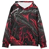 ALAZA Kids Hoodies for Boys Girls,Dinosaur Roar Pullover Hoodie Sweatshirt with Front Pocket for Toddler 4T–10 Years