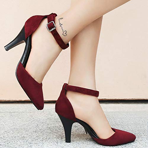 KOKOMOMO Womens Ankle Strap Pump Pointed Toe High Heel Dress Court Shoes3