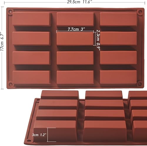 Miniatura 3 de ionEgg Molde de silicona rectangular grande para barra de granola, 12 cavidades, molde de barra de nutricióncereales, barra de energía, molde de