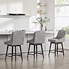 CHITA Counter Height Swivel Barstools, FSC Certified Upholstered Fabric Bar Stools Set of 2, 26 Seat Height, Pebble Grey