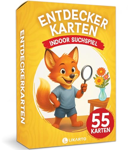 LIKARTO Entdeckerkarten Kinder Indoor - 55 Spielkarten Suchspiel & Zuhause entdecken - Spiel ab 4 Jahren - Lern- & Indoorspiel - Geschenk für Mädchen & Jungen