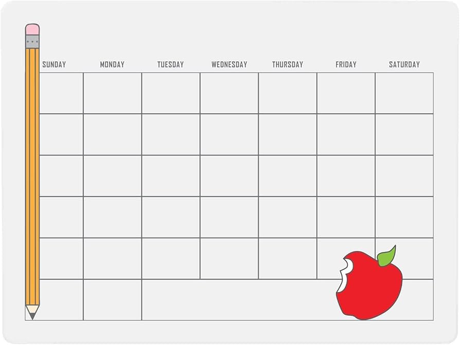Amazon.com: Dry Erase Board Teacher Blank Calendar 9 x 12 Inches School  Learning Tool, Grade School or Homeschool Teaching Aid, Teacher Design :  Office Products