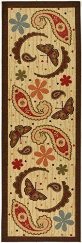 Machine Washable Paisley Design Non-Slip Rubberback 2X5 Indoor Kitchen Runner Rug For Hallway, Kitchen, Living Room, Bedroom, Entryway, 20" X 59", Beige Paisley #TOP7