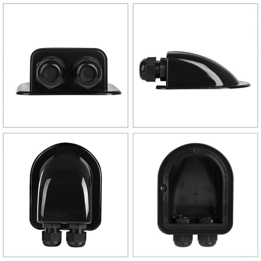Lot de 5 supports de panneau sans perçage en ABS résistant aux UV pour camping-cars, bateaux et caravanes avec 4 coins et boîte de câble Noir