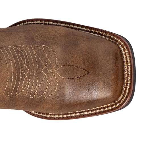 SheSole Women's Cowboy Boots Square Toe Mid Wide Calf Cowgirl Boots Chunky Heel Fashion Western Boots3