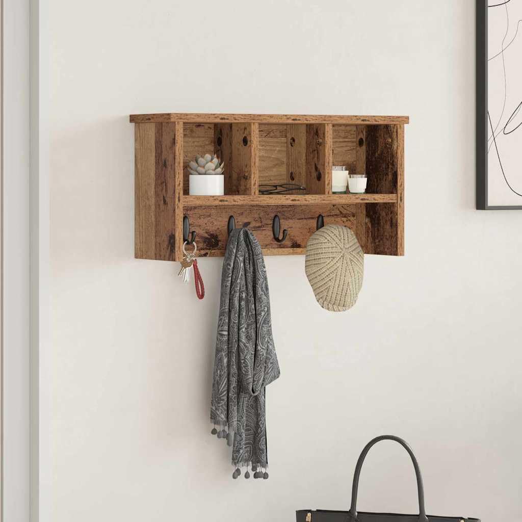 Wandgarderobe mit Regalbrett Altholz 50x16x26 cm Holzwerkstoff Modernes Design für Flur Eingangsbereich und Wohnzimmer