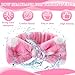 Wavyknot 50 Pcs Pink Spa Headband Bulk Spa Sleepover Party Supplies for Washing Face with Removable Bow Makeup Elastic Bowknot Headbands for Women Gifts Soft Skincare Microfiber Hairbands(Dots Style)