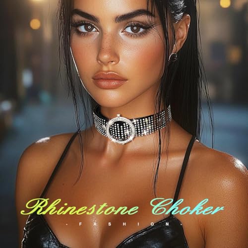 ACEDRE Black Rhinestone Choker Necklace Leather Gothic Thick Collar for Women3