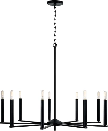 Miniatura 4 de HomePlace Lighting 448691MB Portman - Candelabro minimalista moderno, 9 luces, 540 vatios totales, 27 pulgadas de alto x 34 pulgadas de ancho, negro