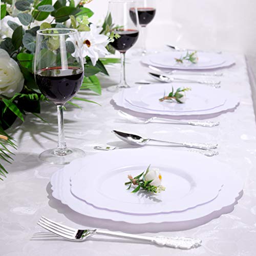 Wdf 60Pcs White Plastic Plates -7.5Inch Baroque White Disposable Dessert/Salad Plates For Upscale Parties &Wedding #TOP3