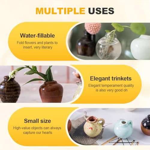 8 imanes mini jarrón para refrigerador 3D cerámicos miniatura 3