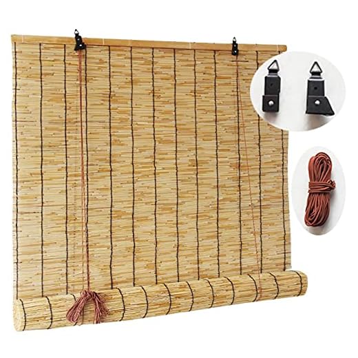 Suwooy Estor Enrollable-persianas De Caña De Ventana-Cortinas Enrollables De Bambú Exteriores Interiores,Aislamiento Térmico,persianas Romanas,Parasol,fácil De Instalar,W×H-70x160cm/28x63in