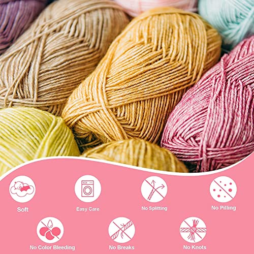 Cotton To The Core Knit & Crochet Heather Yarn, Soft For Babies, (Free Patterns), 6 Skeins, 852 Yards/300 Grams, Light Worsted Gauge #3 (Jean Blue) #TOP4