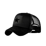 Multi-Color Couple Baseball Cap Hip-Hop Hollow Hat Men's and Women's Five-Pointed Star Mesh Hat Sun Visor Hat (Black,one Size,One Size)