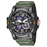 HFWXYSA Digitale Orologio per Uomo Orologi da Uomo Sportivo Impermeabile Militare Orologio con Sveglia Cronometro all' Aria Aperta Orologio Analogico,Army Green