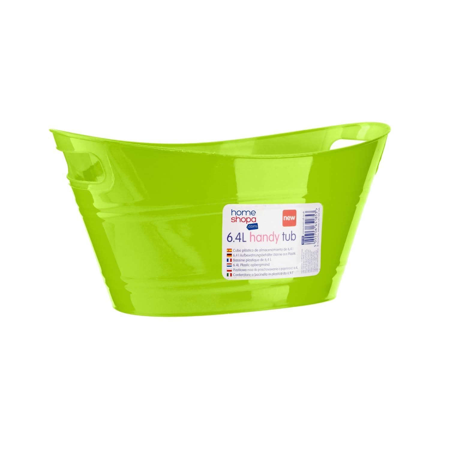 HOMESHOPA 6.4 Litre Plastic Handy Tub Ice Bucket, 1 Pack Green Beverage Bucket With Handle, Stackable & Lightweight, Cooling Bottles Cans Utility Tub, Ideal for Party, Home & Garden