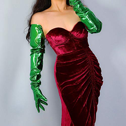 Image of DooWay Unisex 90CM LONG LEATHER GLOVES Oversized Loose Fit 35 Inches Shoulder Length Faux PU for Adult Party Cosplay Costume