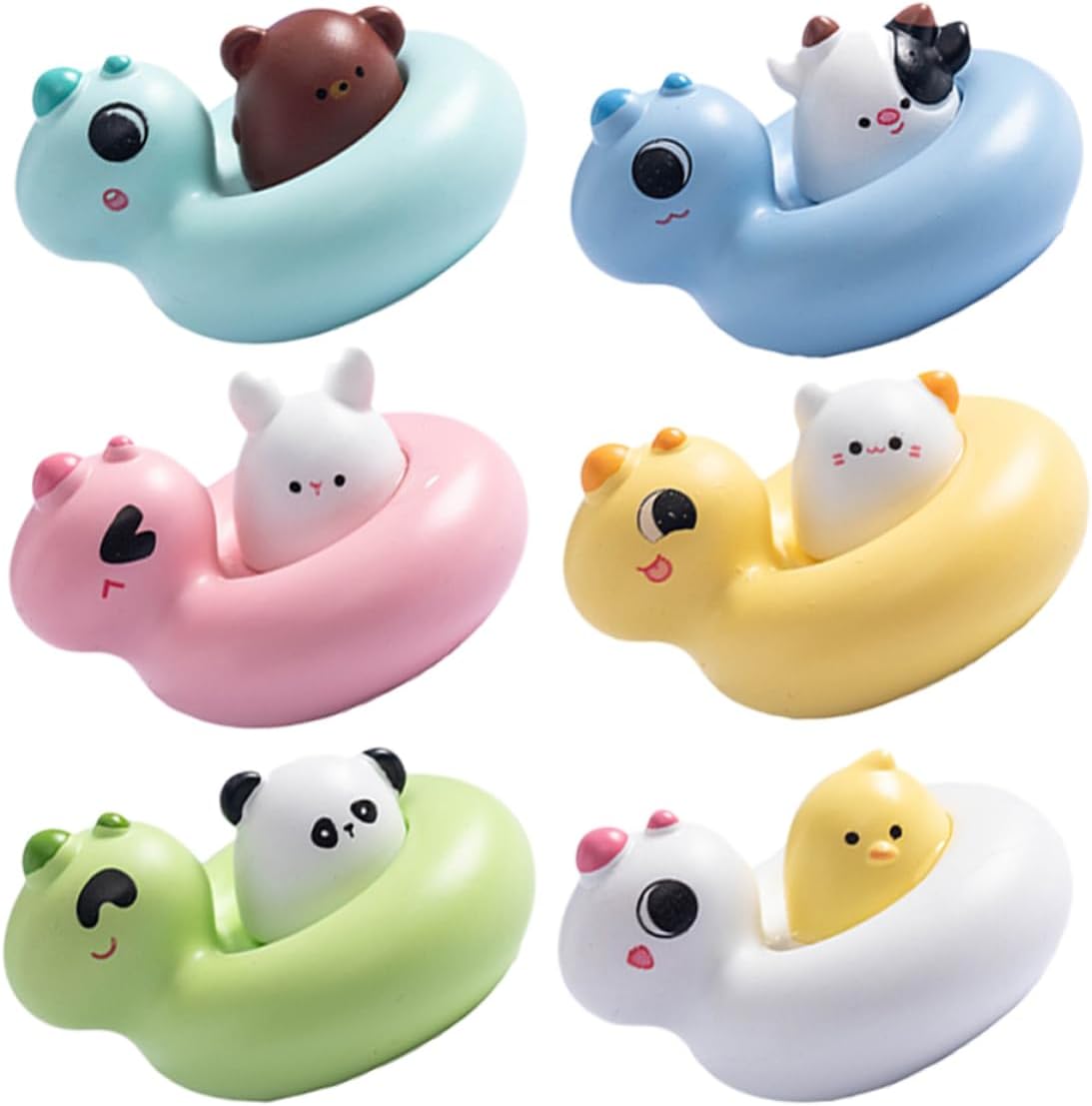 Outanaya 6pcs Miniature Resin Animal Figurines Cute Swim Animals for Landscape Decor Resin Garden Accessories for Use